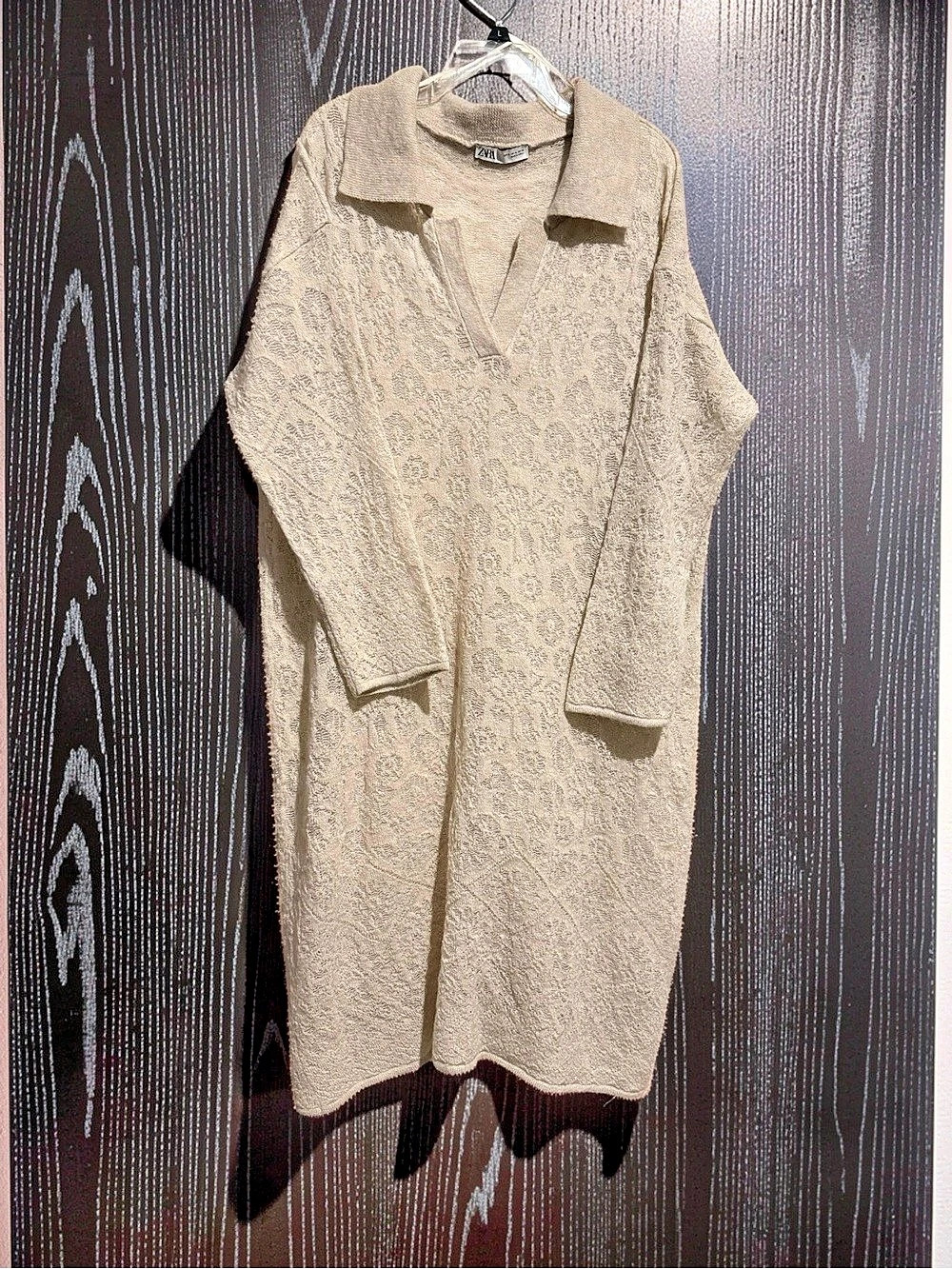 Zara Sweater Dress in Beige Size XL Like New